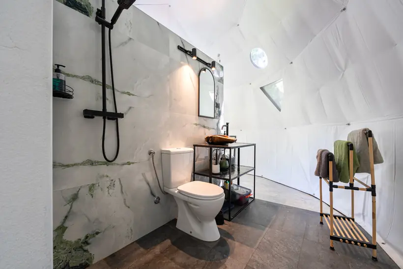 Geodesic glamping dome with private jacuzzi at Zen Relaxing Village