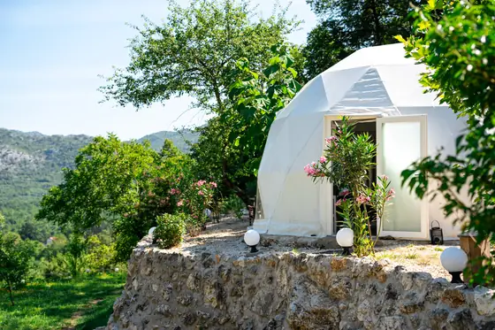 Glamping dome with private jacuzzi and panoramic mountain views at Zen Relaxing Village, Montenegro