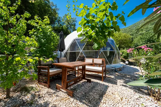Glamping dome with private jacuzzi and panoramic mountain views at Zen Relaxing Village, Montenegro