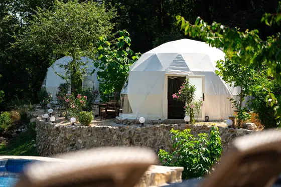 Glamping dome with private jacuzzi and panoramic mountain views at Zen Relaxing Village, Montenegro