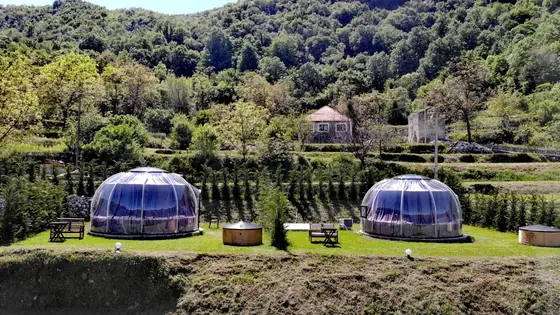Glamping dome with private jacuzzi and panoramic mountain views at Zen Relaxing Village, Montenegro