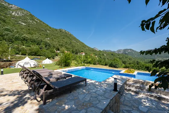 Pool and mountain views at Zen Relaxing Village